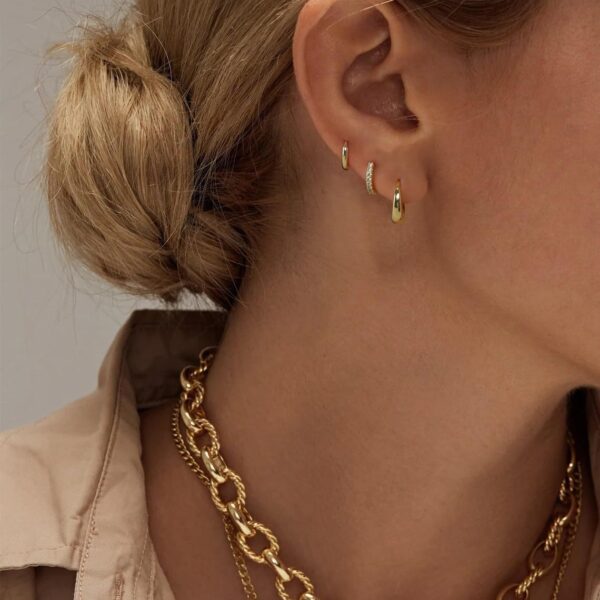 Gold Hoop Earrings 14K Goldwhite Gold Plated Earrings - Image 5