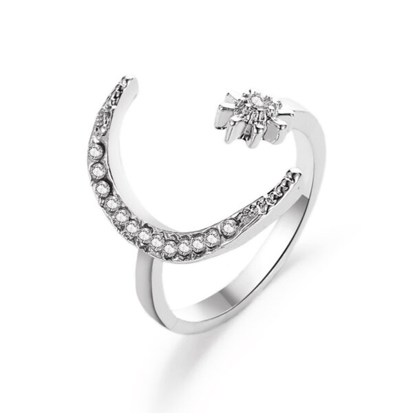 Moon And Star Opening Rings Fashion Rhinestones Personalized Jewelry For Women - Image 5