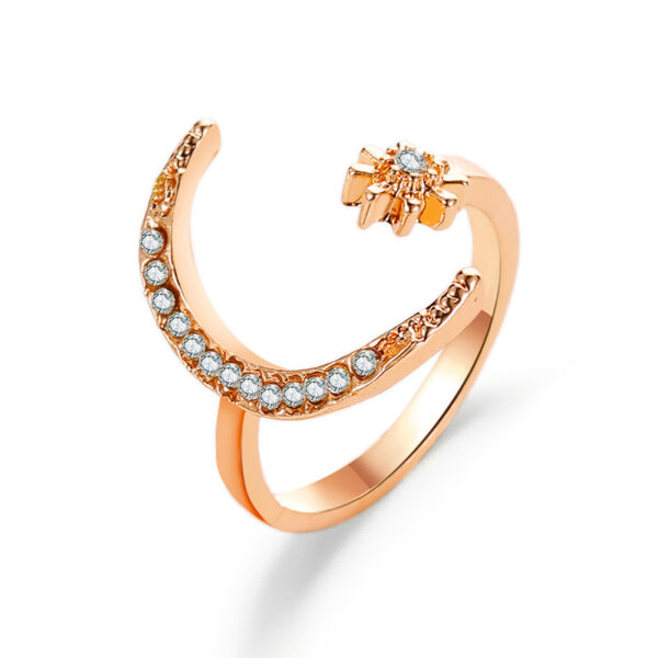 Moon And Star Opening Rings Fashion Rhinestones Personalized Jewelry For Women - Image 10