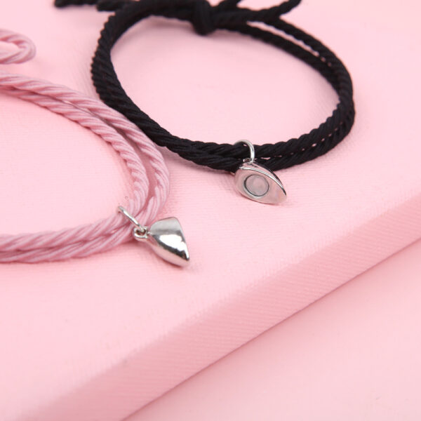 Heart Magnet Pendant Couple Lovers Friendship Bracelet - Image 5