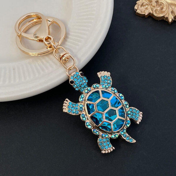 Color Diamond Metal Cute Turtle Car Key Ring - Image 4