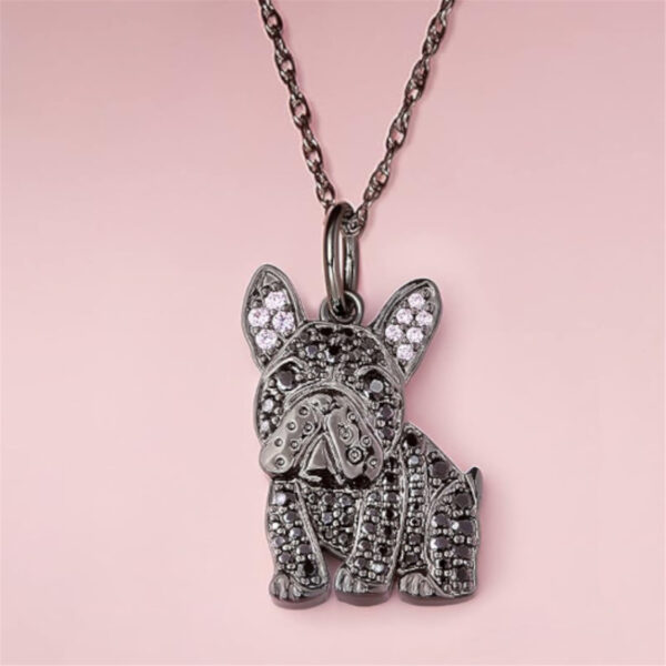 Black France Dog-shaped Pendant Necklace - Image 3