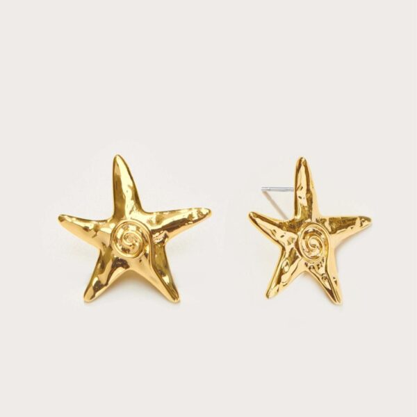 Brass Plated 18K Gold Color Retaining Starfish Necklace Ring Earrings - Image 6