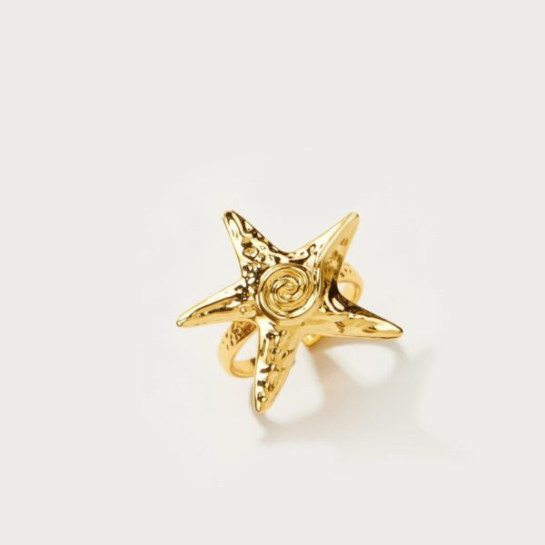 Brass Plated 18K Gold Color Retaining Starfish Necklace Ring Earrings - Image 4
