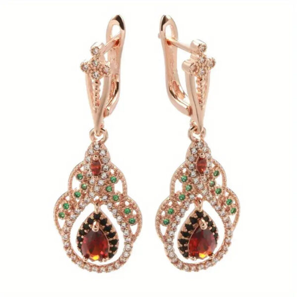 Bohemian Inlaid Artificial Zirconia Earrings - Image 2