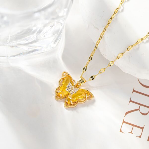 Necklace Female Micro Inlaid Zircon Butterfly Fashion Simple Clavicle Chain - Image 5