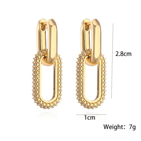 Fashion Personality Copper Gold Plated Zircon Geometric Earrings - Image 3
