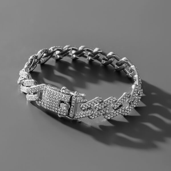 Hip Hop Trend Full Diamond Cuban Link Chain Men's Bracelet - Image 4