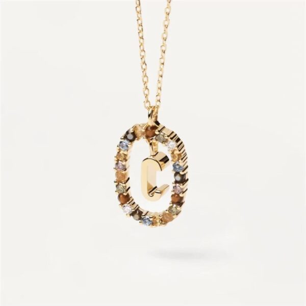 Colored Rhinestone Necklace 26 Alphabet Necklace 18K Fashion Jewelry - Image 4