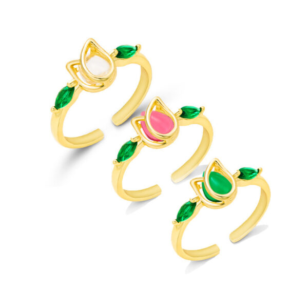 European And American Ornament Tulip Flower Ring Fashion Sweet Flower - Image 7