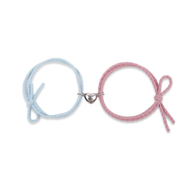Heart Magnet Pendant Couple Lovers Friendship Bracelet - Image 6