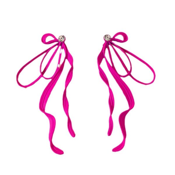 Irregular Large Bow Earrings For Women Tassel Streamer - Image 5