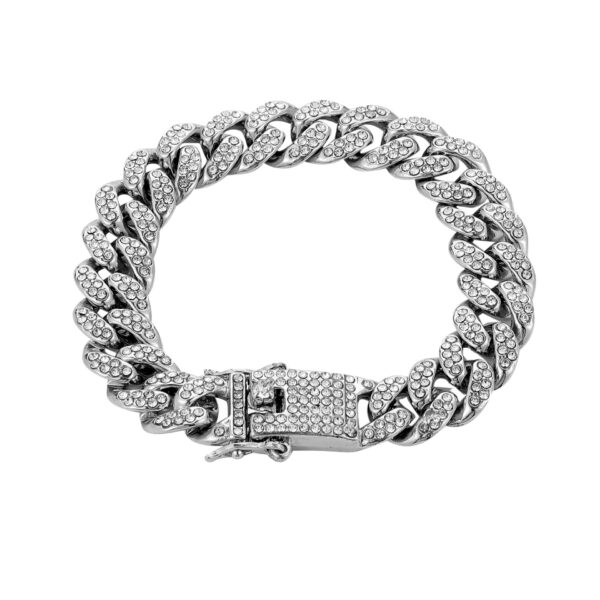 Hip Hop Trend Full Diamond Cuban Link Chain Men's Bracelet - Image 9