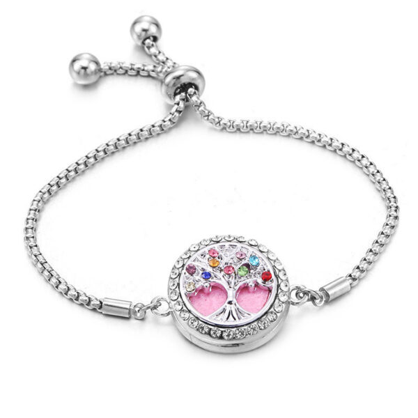 Color Rhinester Tree Of Life Bracelet Stainless Steel Essential Oil Diffuser Case - Image 3