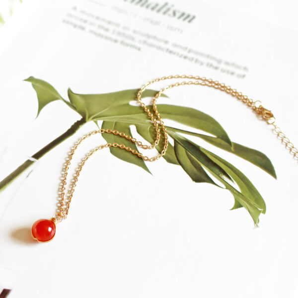 Winding Pendant Natural Crystal Red Agate Necklace Glass Ball Pendant Necklace Women Jewelry Gift - Image 3