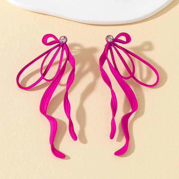 Irregular Large Bow Earrings For Women Tassel Streamer - Image 3