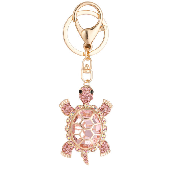 Color Diamond Metal Cute Turtle Car Key Ring - Image 3