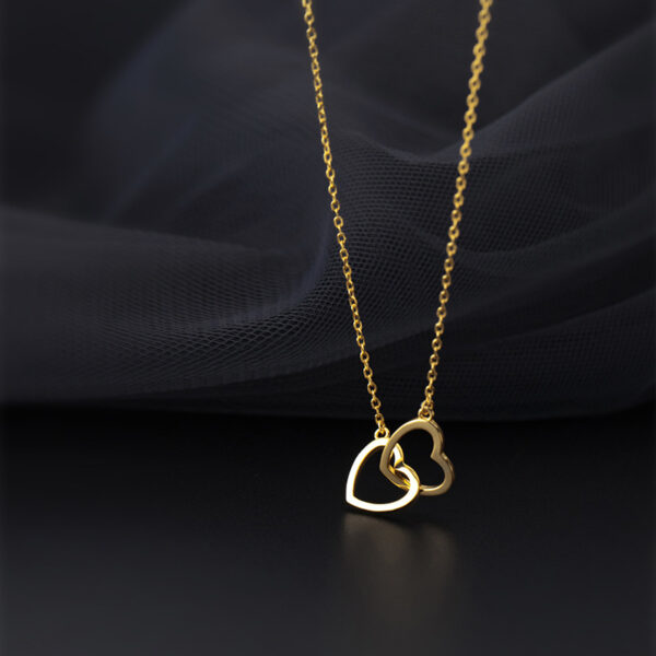 Double Heart Interlocking Titanium Steel Necklace Jewelry - Image 5