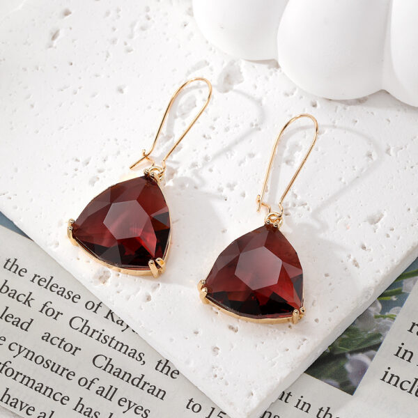 European And American Multi-cut Hexagonal Crystal Glass Earrings Irregular Pendants Ear Ring - Image 10