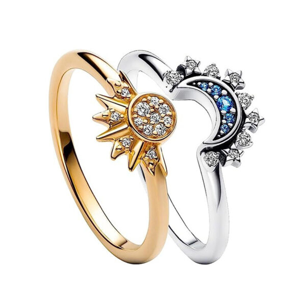 Sun And Moon Rings Couple Rhinestones Ring For Love Valentine's Day Jewelry - Image 5