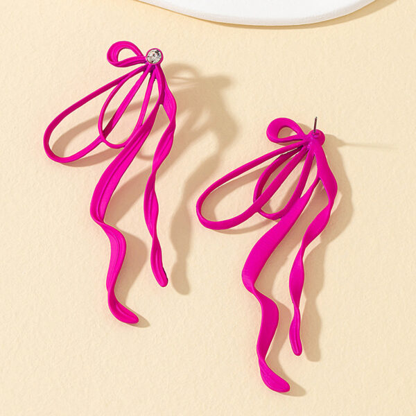 Irregular Large Bow Earrings For Women Tassel Streamer - Image 2