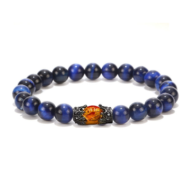 Obsidian Tigereye White-barked Pine Vintage Alloy Crown Bracelet European And American Men And Women Beaded Bracelet - Image 5