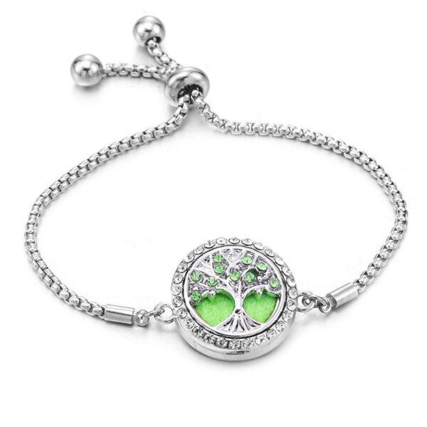 Color Rhinester Tree Of Life Bracelet Stainless Steel Essential Oil Diffuser Case - Image 2