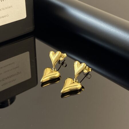 Simple All-match Double Layers Loving Heart Earrings