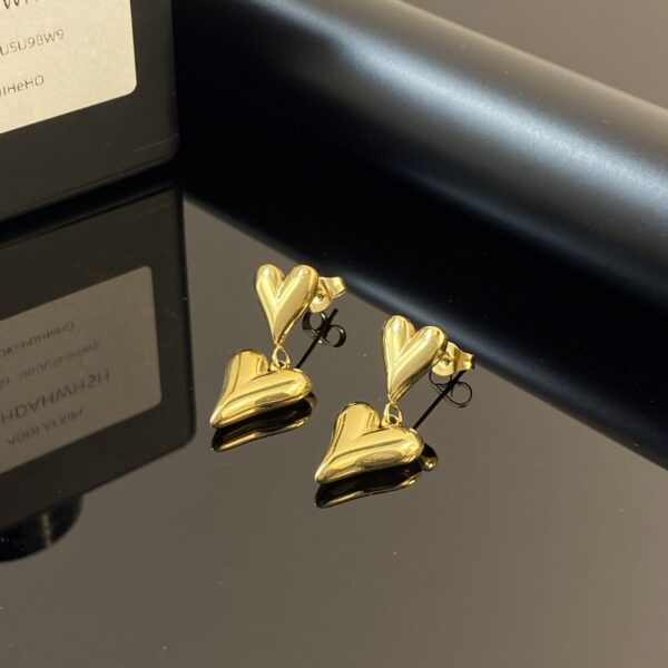 Simple All-match Double Layers Loving Heart Earrings