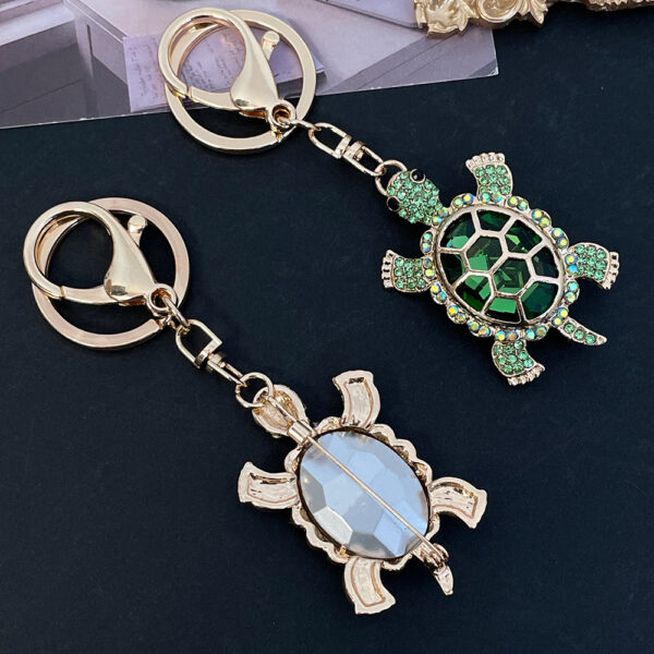 Color Diamond Metal Cute Turtle Car Key Ring - Image 7