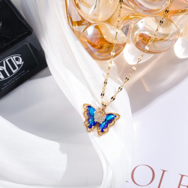 Necklace Female Micro Inlaid Zircon Butterfly Fashion Simple Clavicle Chain - Image 7