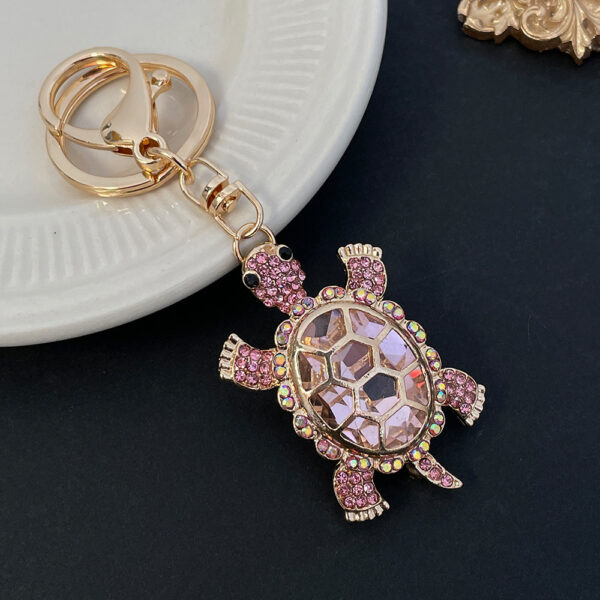 Color Diamond Metal Cute Turtle Car Key Ring - Image 8