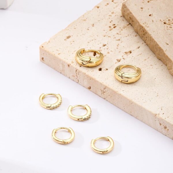 Gold Hoop Earrings 14K Goldwhite Gold Plated Earrings - Image 3