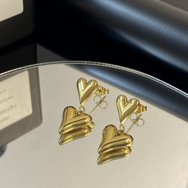 Simple All-match Double Layers Loving Heart Earrings - Image 3