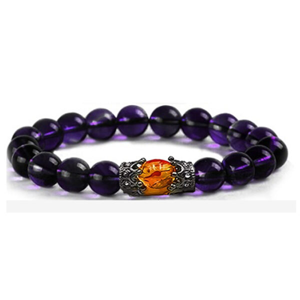 Obsidian Tigereye White-barked Pine Vintage Alloy Crown Bracelet European And American Men And Women Beaded Bracelet - Image 6