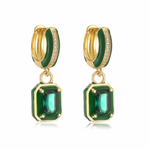 Sweet Colorful Drop Oil Copper Inlaid Color Diamond Cube Sugar Earrings - Image 2