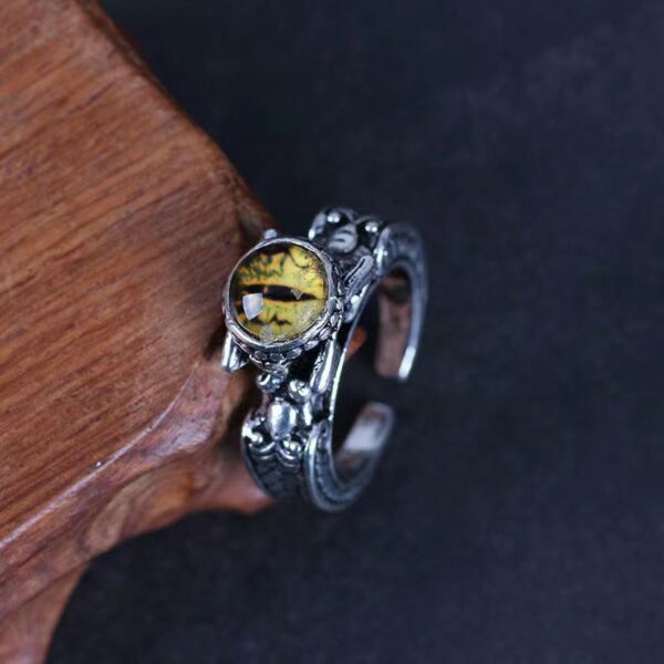 Fashion European And American Style Rock Personality Men And Women Inlaid Skull Magic Eye Hip Hop Ring - Image 6