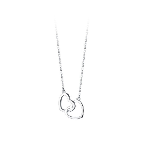 Double Heart Interlocking Titanium Steel Necklace Jewelry - Image 2