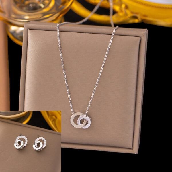 Stainless Steel Necklace Earrings Women's Jewelry Suit - Image 5