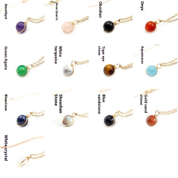 Winding Pendant Natural Crystal Red Agate Necklace Glass Ball Pendant Necklace Women Jewelry Gift - Image 2