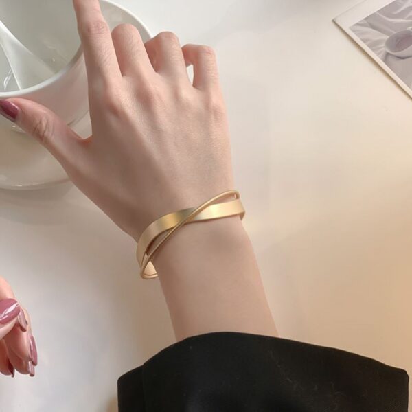 Geometric Cross Bangle Bracelet - Image 4