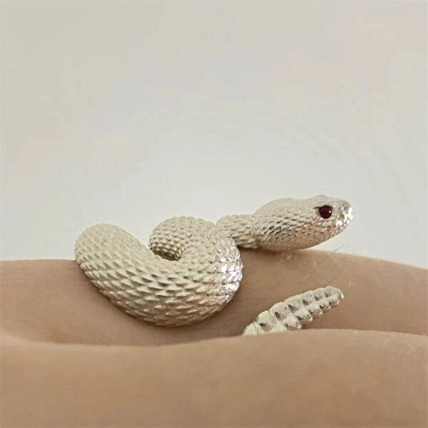 Fashion Jewelry Adjustable Snake Ring For Men Women Fashion Exquisite Punk Black White Rattlesnake Couple Ring Gothic Luxury Jewelry Gift - Image 5