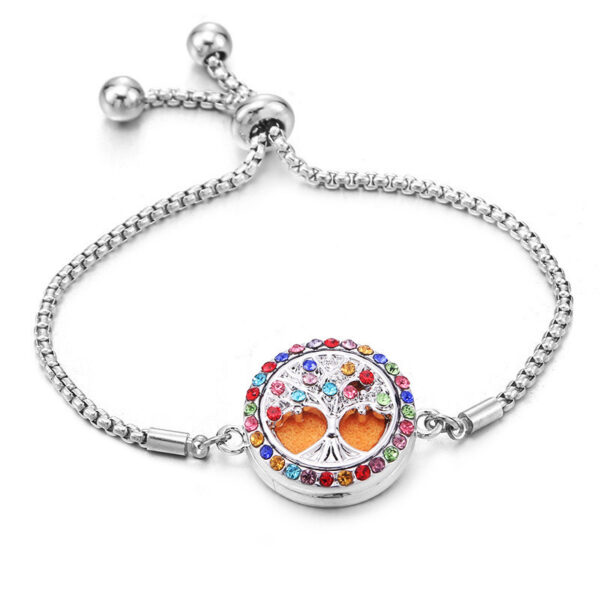 Color Rhinester Tree Of Life Bracelet Stainless Steel Essential Oil Diffuser Case - Image 7