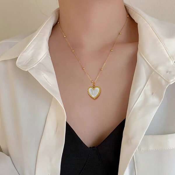 Heart-shape Love Necklace For Valentines Day Temperamental Personality Minimalist Stove Real Gold Necklace Female - Image 3