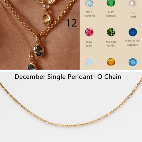 Stainless Steel Twelve Birthday Stone Necklace 12 Birthday Stone Love Pendant Moon Stone Women's Gift Jewelry - Image 2