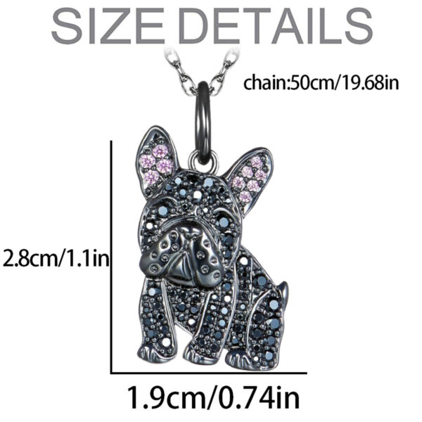 Black France Dog-shaped Pendant Necklace - Image 2