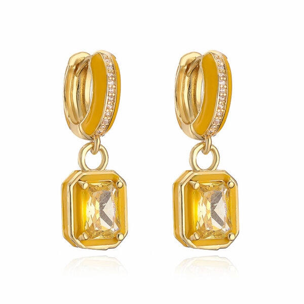 Sweet Colorful Drop Oil Copper Inlaid Color Diamond Cube Sugar Earrings - Image 7