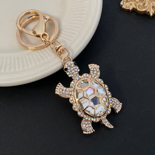 Color Diamond Metal Cute Turtle Car Key Ring - Image 9