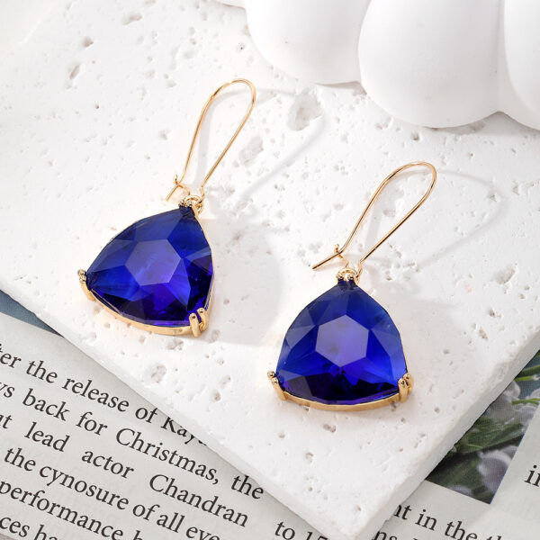European And American Multi-cut Hexagonal Crystal Glass Earrings Irregular Pendants Ear Ring - Image 5