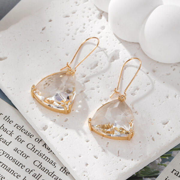 European And American Multi-cut Hexagonal Crystal Glass Earrings Irregular Pendants Ear Ring - Image 4
